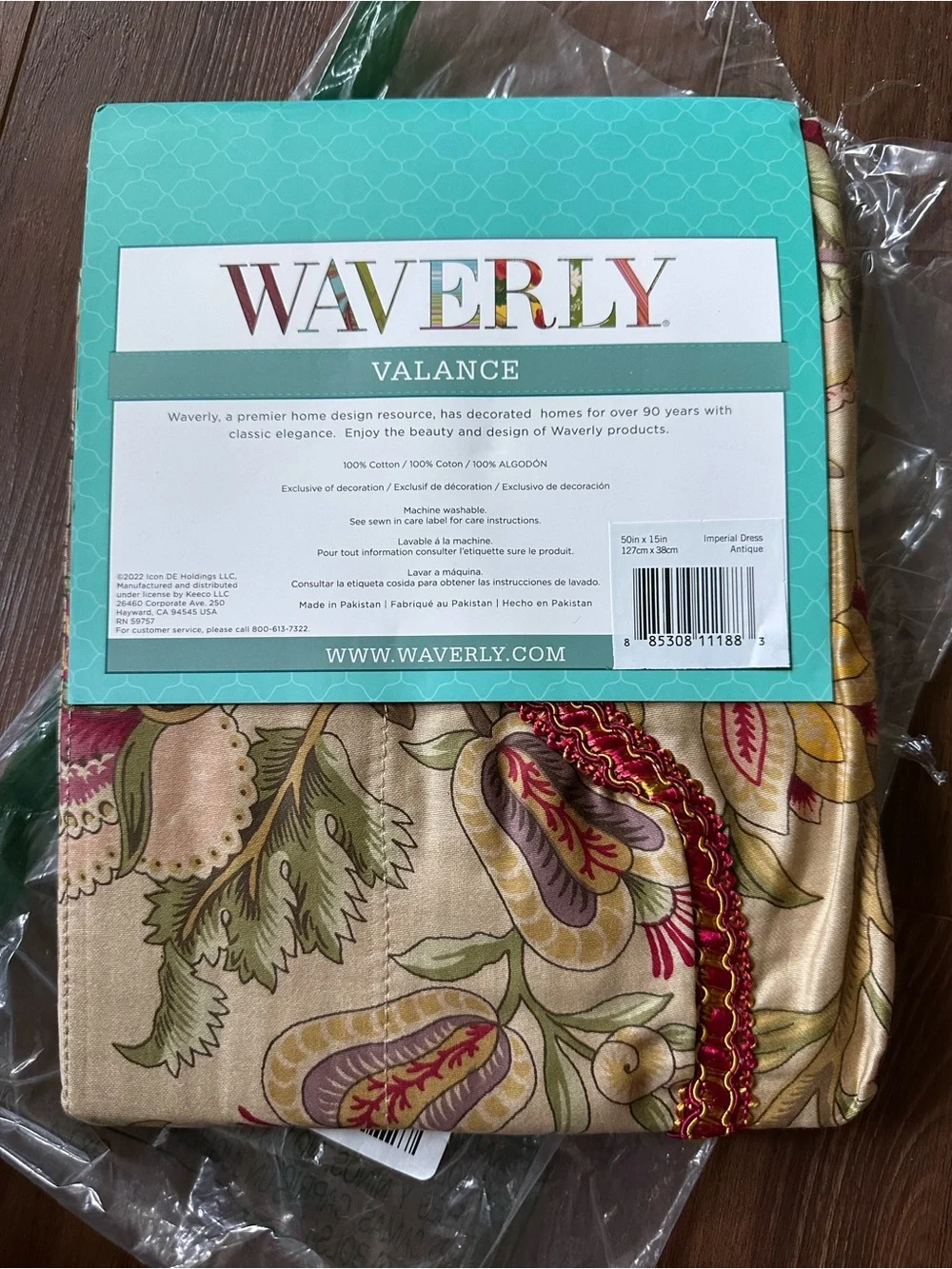 Waverly Imperial Dress Scalloped Valance Antique Floral NIP 50x15 (One)